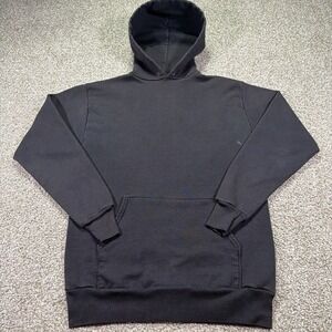80s Pullover Hoodie Black Faded Size M/L Classic True Vintage Fit Essential USA